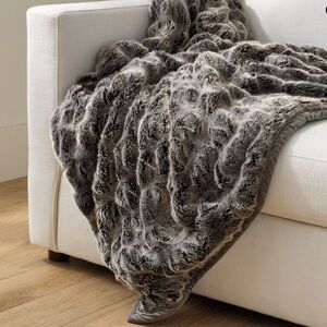 Pottery Barn Faux Fur Throw Blanket - Gray Ombré 50 x 60
